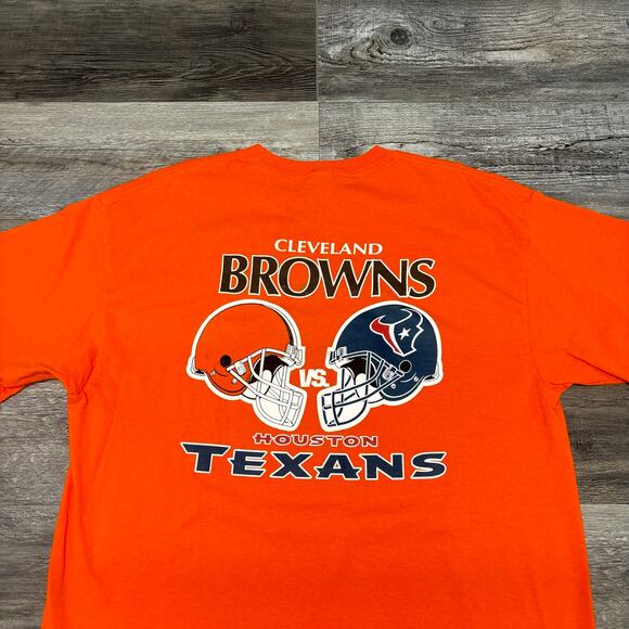 NFL Cleveland Browns vs Houston Texans Ticket Logo Delta Orange Mens XL T-Shirt - Picture 1 of 11